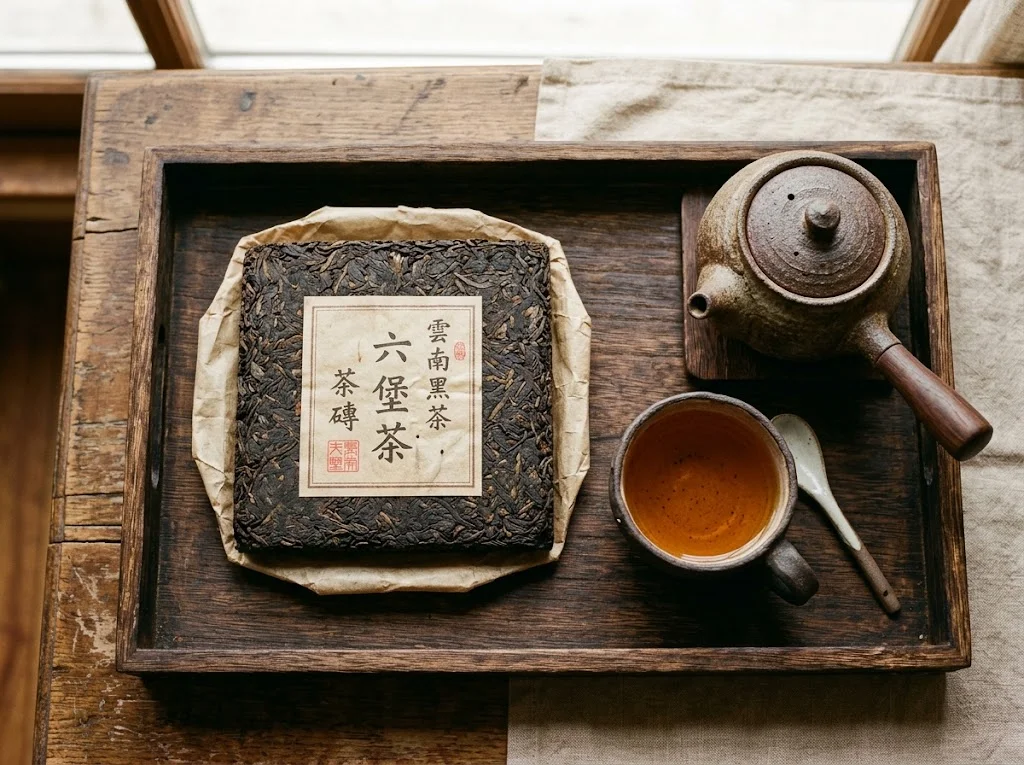 普洱茶餅與陶瓷茶壺的靜物陳設，營造傳統品茶氛圍 | Still life of puerh tea cakes and a ceramic teapot, evoking a traditional tea experience